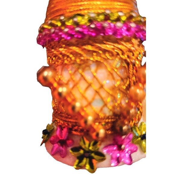 Vintage Handmade Push Pin Christmas Ornament Mid Century Retro Kitsch Hours of W - Picture 6 of 12